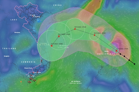 Siêu bão Man-yi duy trì sức gió giật trên cấp 17 hướng vào Biển Đông