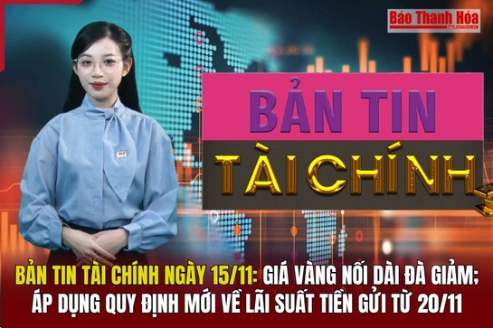 Bản tin Tài chính 15/11: Giá vàng nối dài đà giảm; áp dụng quy định mới về lãi suất tiền gửi từ 20/11