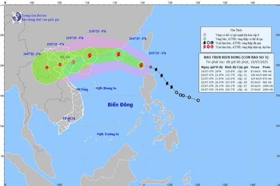 Bão WIPHA đi vào Biển Đông, trở thành bão số 3 trong năm nay