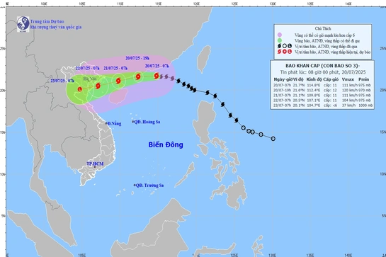 Bão số 3 cách Quảng Ninh - Hải Phòng khoảng 705km về phía Đông