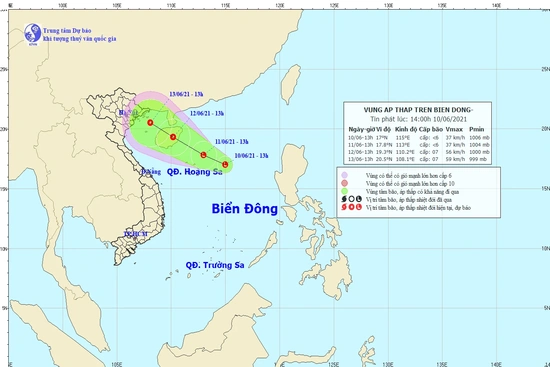 Tin về vùng áp thấp trên Biển Đông
