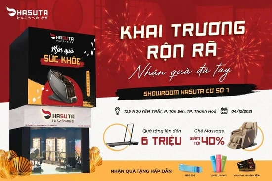 Hasuta Việt Nam tưng bừng khai trương showroom mới tại Thanh Hóa, giảm giá tới 40% ghế massage 