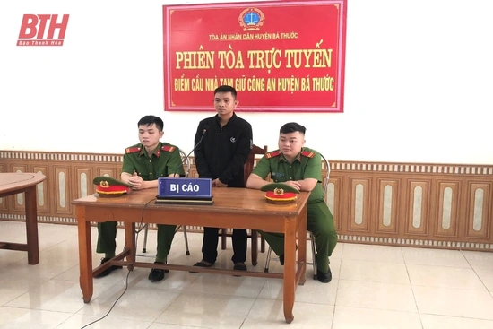 Huyện Bá Thước lần đầu tiên tổ chức xét xử theo hình thức trực tuyến 3 vụ án hình sự