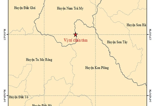 Xảy ra động đất ở Quảng Nam và Kon Tum