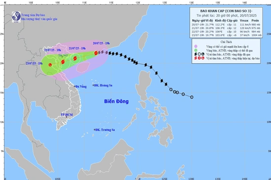 Bão số 3 giảm cấp, cách Quảng Ninh - Hải Phòng khoảng 480km
