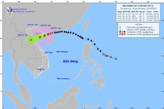 Thông tin mới nhất về cơn bão số 3 – cách Quảng Ninh khoảng 120km