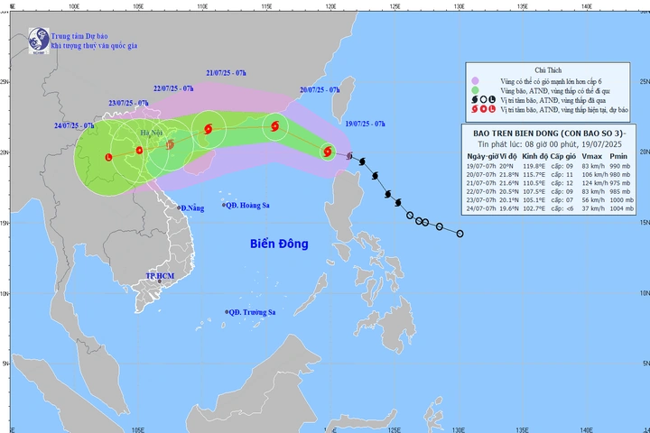 Bão Wipha trở thành cơn bão số 3 năm 2025