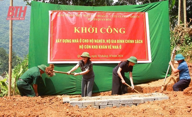 Trưởng Ban Dân vận Tỉnh ủy, Chủ tịch Ủy ban MTTQ tỉnh Phạm Thị Thanh Thủy dự Lễ khởi công xây dựng nhà ở cho cá cược bóng đá m88 nghèo, cá cược bóng đá m88 gia đình chính sách tại Mường Lát, Quan Hóa